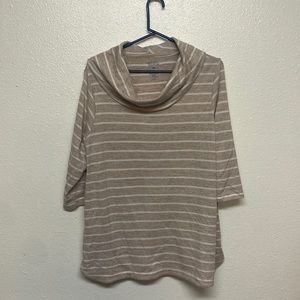 Tan and white Cowell neck Stripped sweater